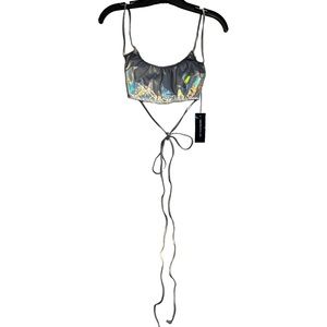 NWT Club Exx Dolls Kill Holographic Rave Strappy Bra Top
